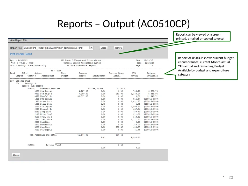 Accounting on the Web Training 1 Accessing - slide 20 of 23