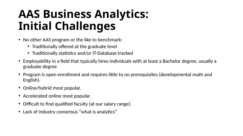 Developing Analytics Curriculum for the Community - slide 9 of 24