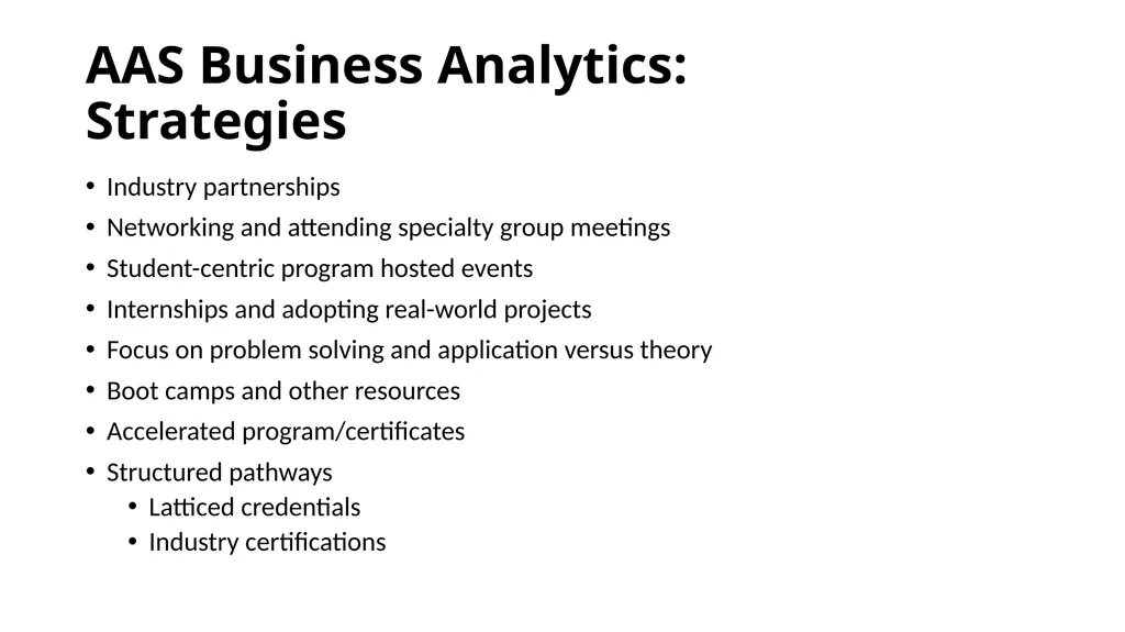 Developing Analytics Curriculum for the Community - slide 11 of 24