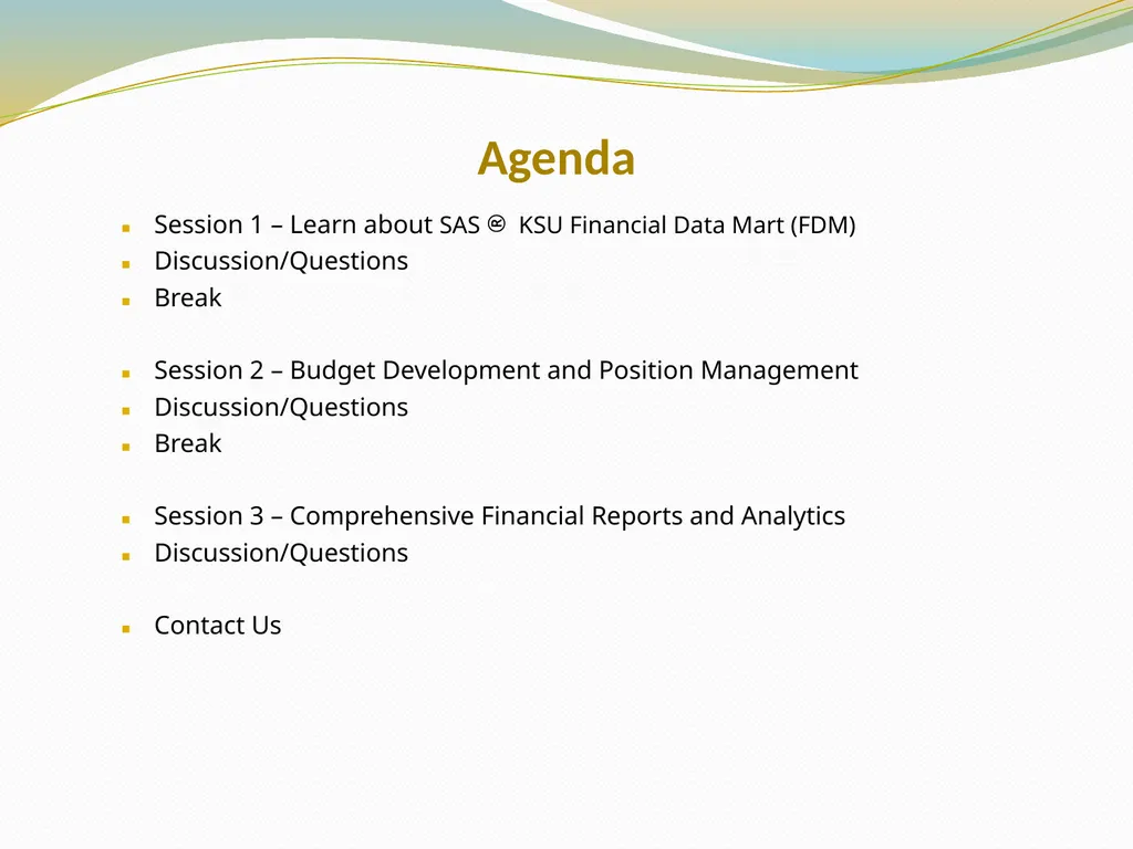 BUDGET AND FINANCIAL REPORTING FOR THE ENTERPRISE - slide 2 of 33