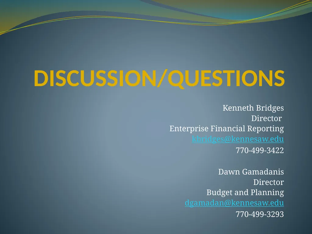 BUDGET AND FINANCIAL REPORTING FOR THE ENTERPRISE - slide 33 of 33