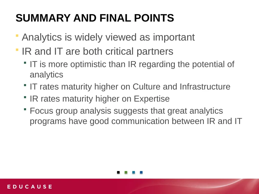 Analytics in Higher EDUCATION: Progress and - slide 27 of 28