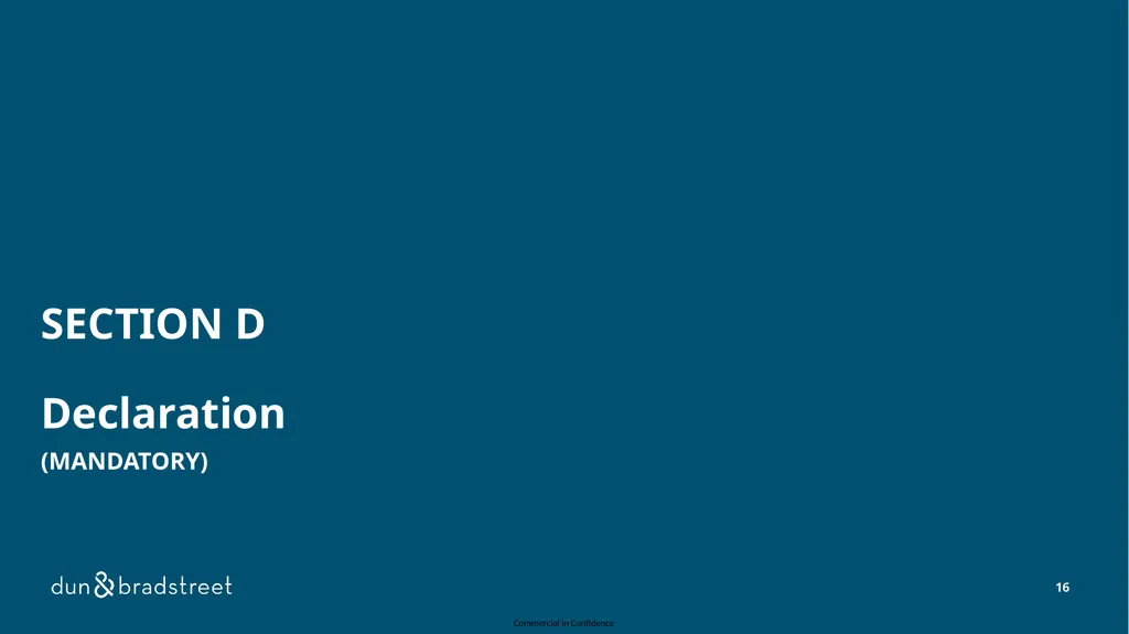 COMMERCIAL IN CONFIDENCE CASE FOR EXCELLENCE FORM - slide 16 of 17