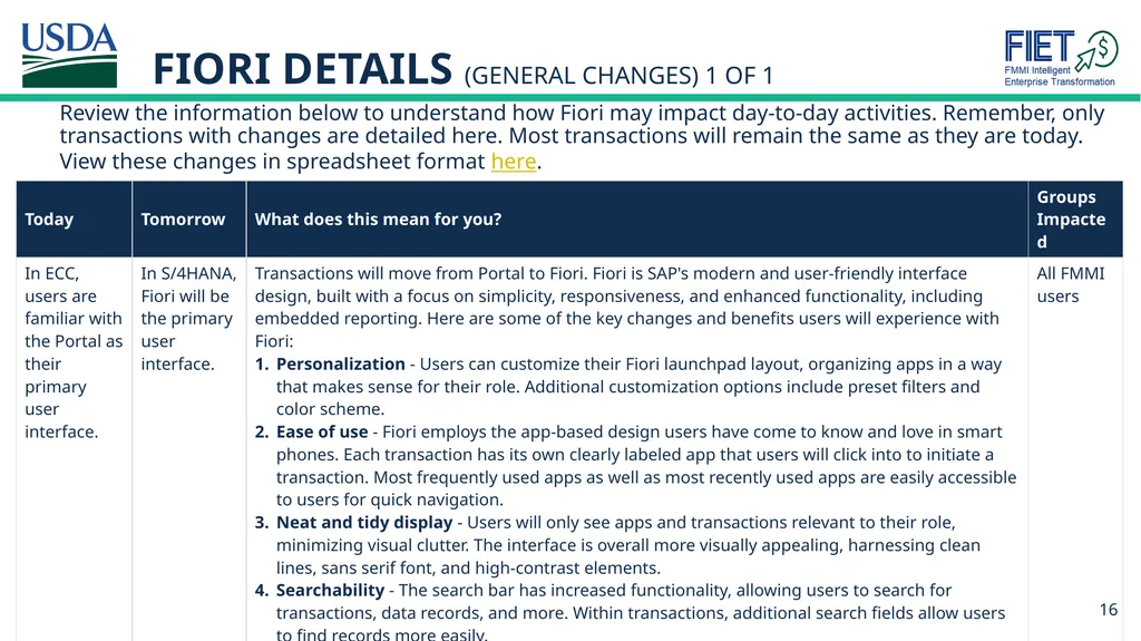 What’s Changing Guide for FMMI Agency End Users - slide 16 of 41