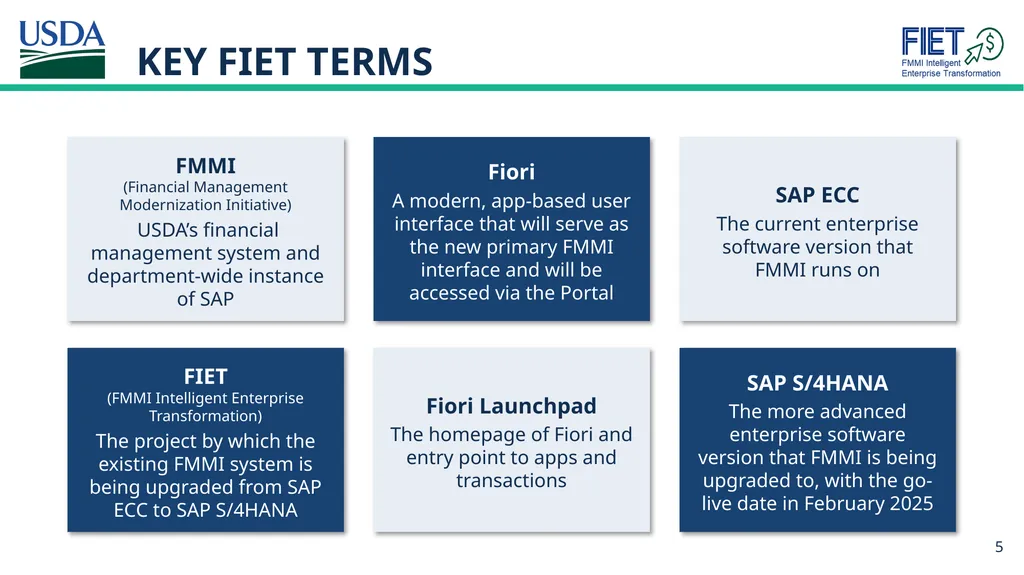 What’s Changing Guide for FMMI Agency End Users - slide 5 of 41