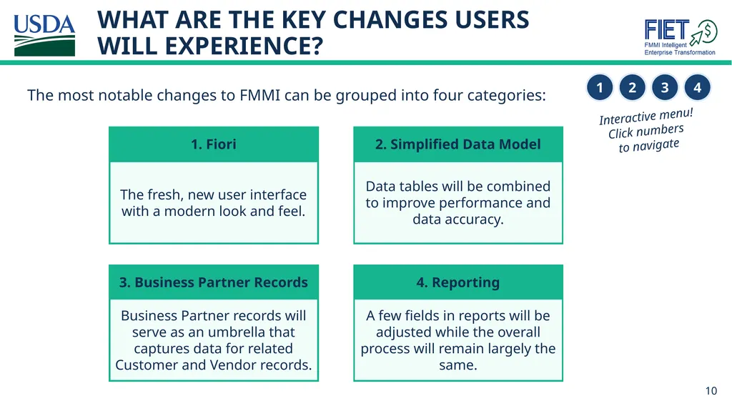 What’s Changing Guide for FMMI Agency End Users - slide 10 of 41