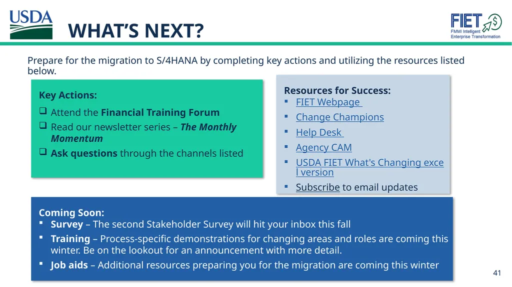 What’s Changing Guide for FMMI Agency End Users - slide 41 of 41