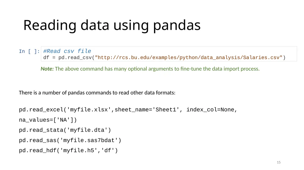 Python for Data Analysis Research Computing - slide 15 of 47