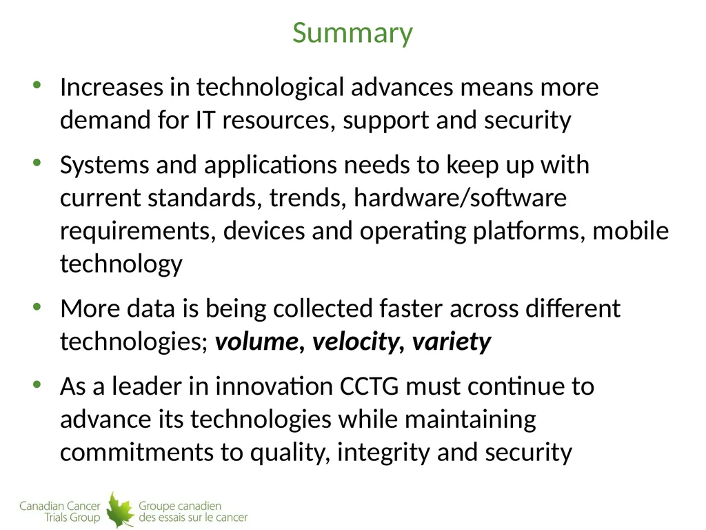 Technological Advances in Clinical Trial Conduct: - slide 16 of 18