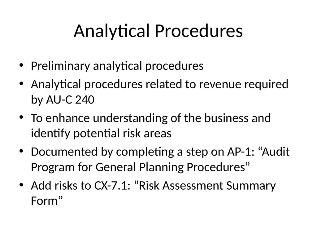 Understanding Audit Risk Assessment Objectives of - slide 20 of 61