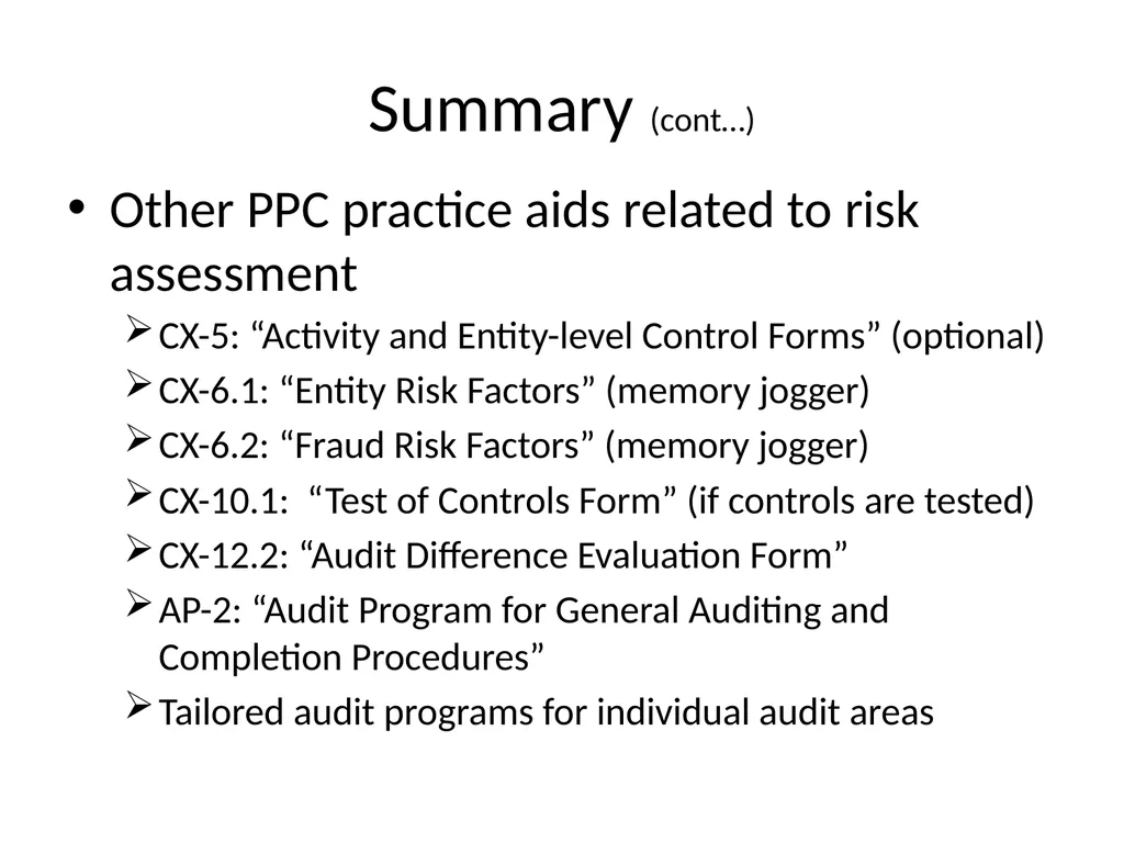 Understanding Audit Risk Assessment Objectives of - slide 59 of 61