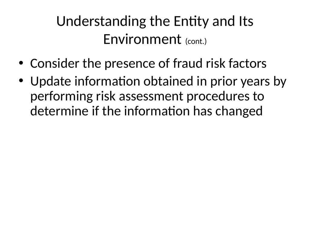 Understanding Audit Risk Assessment Objectives of - slide 24 of 61