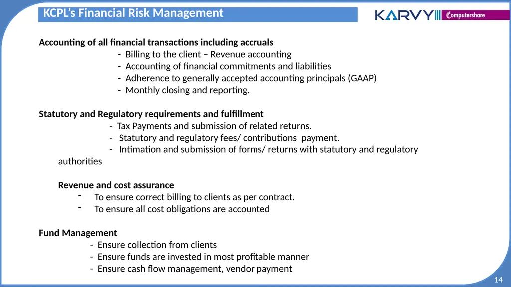 Audit & Risk Presentation Overview of Risk - slide 14 of 37