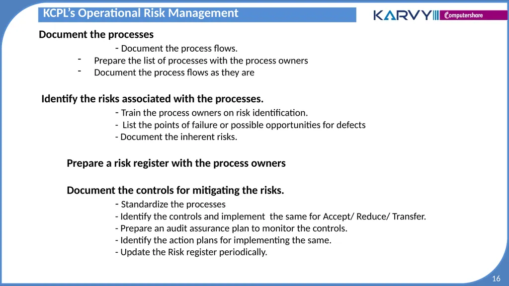 Audit & Risk Presentation Overview of Risk - slide 16 of 37