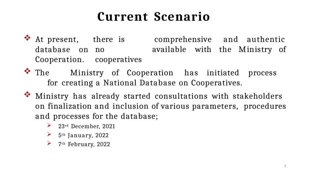 National Database of Cooperatives Ministry of - slide 2 of 22