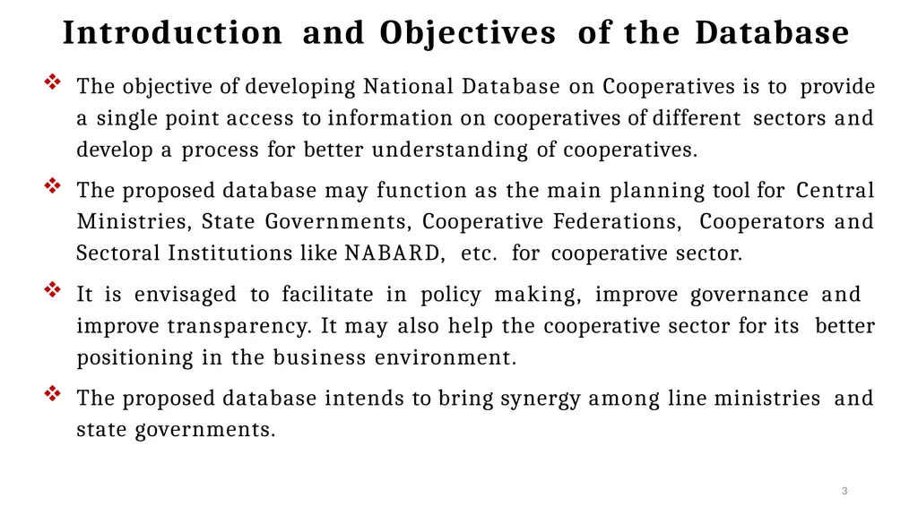 National Database of Cooperatives Ministry of - slide 3 of 22