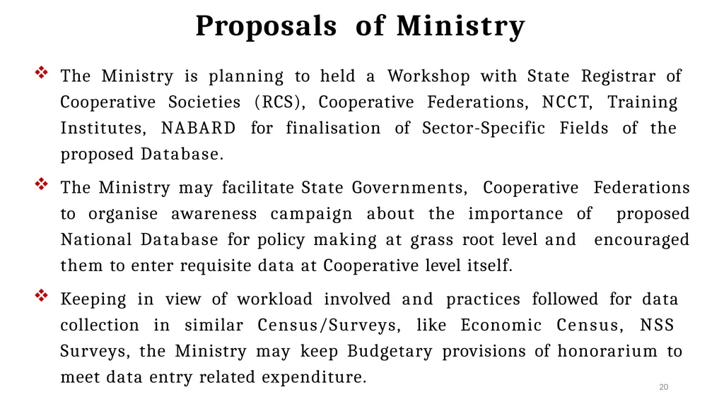 National Database of Cooperatives Ministry of - slide 20 of 22