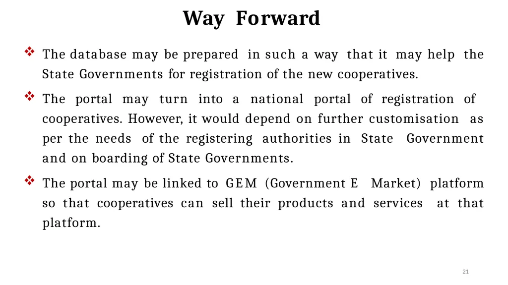 National Database of Cooperatives Ministry of - slide 21 of 22