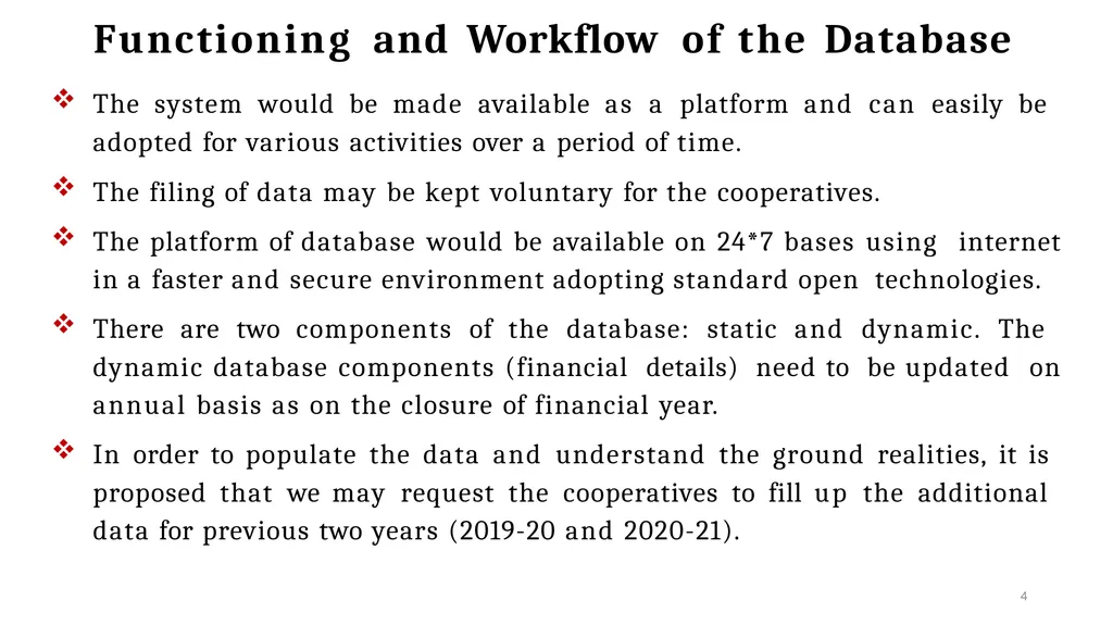 National Database of Cooperatives Ministry of - slide 4 of 22