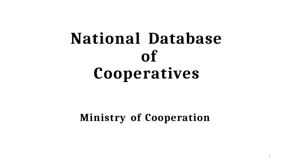 National Database of Cooperatives Ministry of - slide 1 of 22