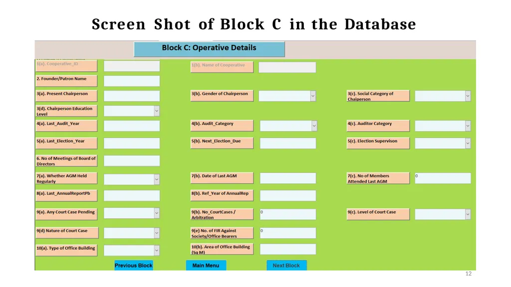National Database of Cooperatives Ministry of - slide 12 of 22