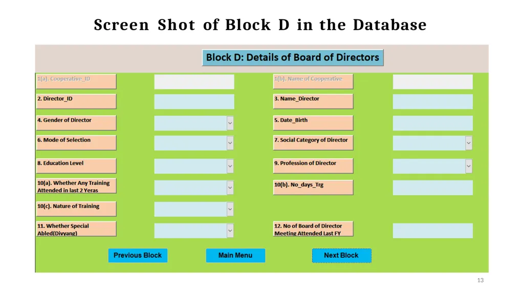 National Database of Cooperatives Ministry of - slide 13 of 22