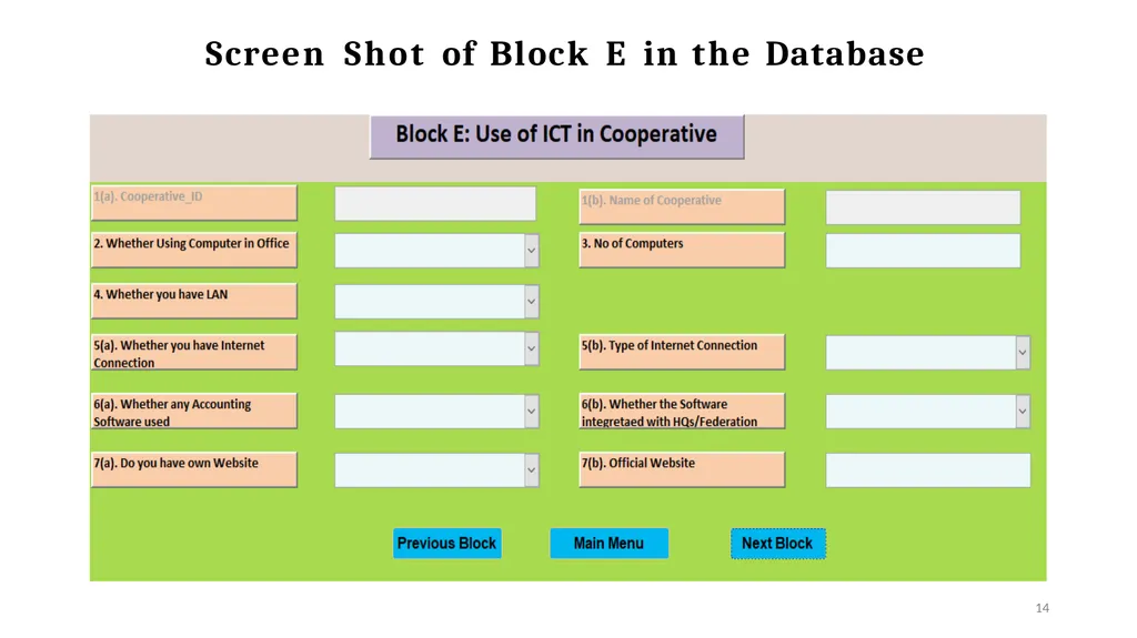National Database of Cooperatives Ministry of - slide 14 of 22