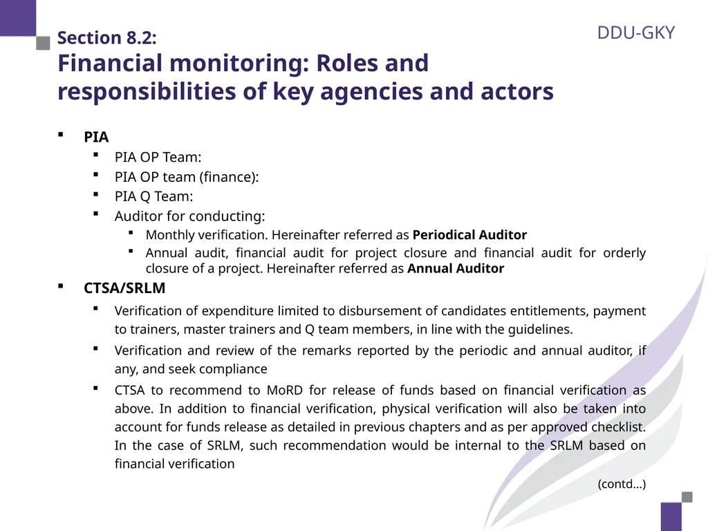 Section 8.1: Overview of financial monitoring 2 - slide 3 of 28