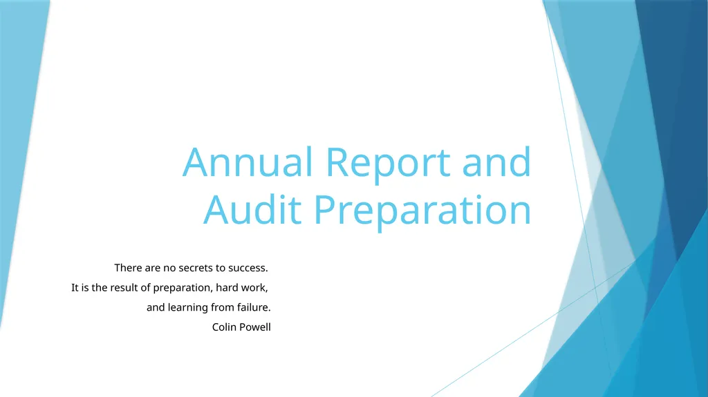 Annual Report and Audit Preparation There are no - slide 1 of 25