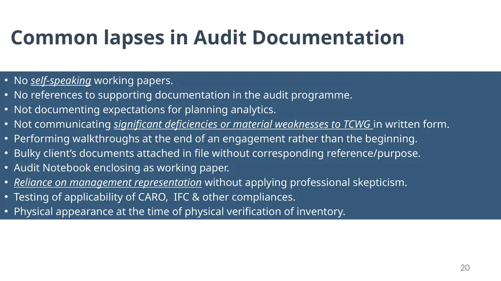 “No Documentation = No Work Done” Audit - slide 20 of 43
