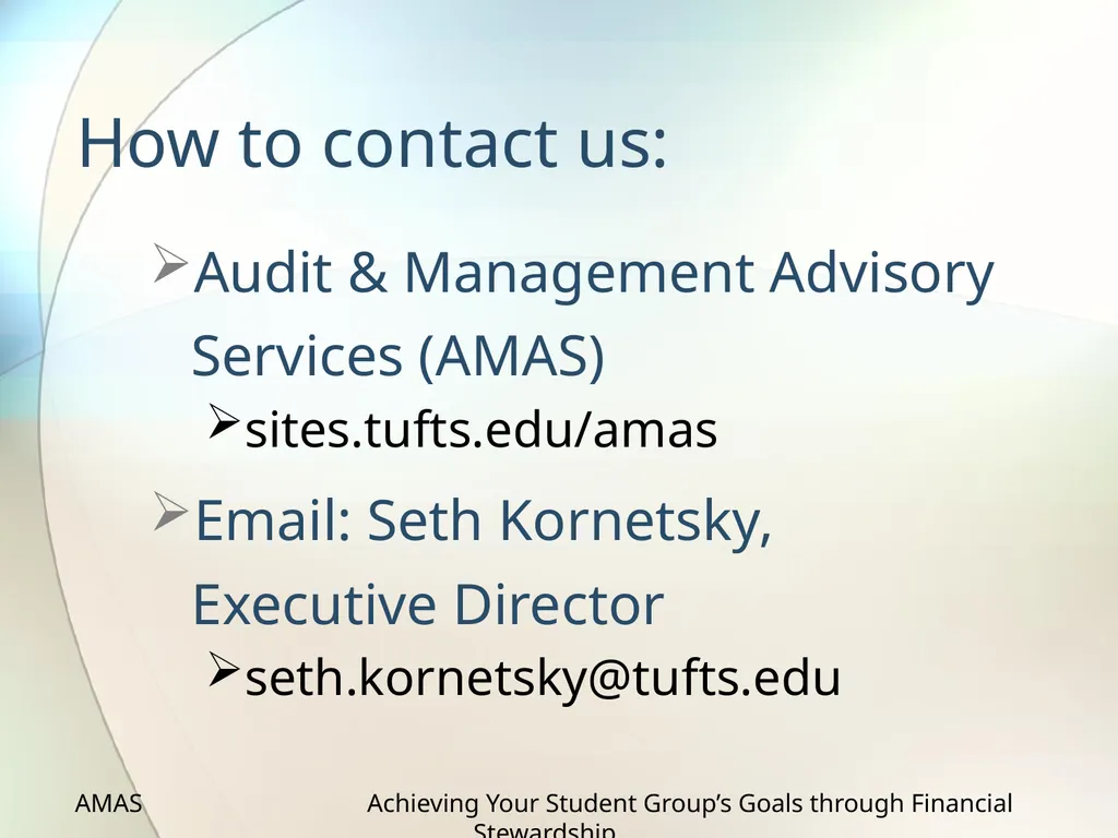 Achieving Your Student Group’s Goals through - slide 36 of 36