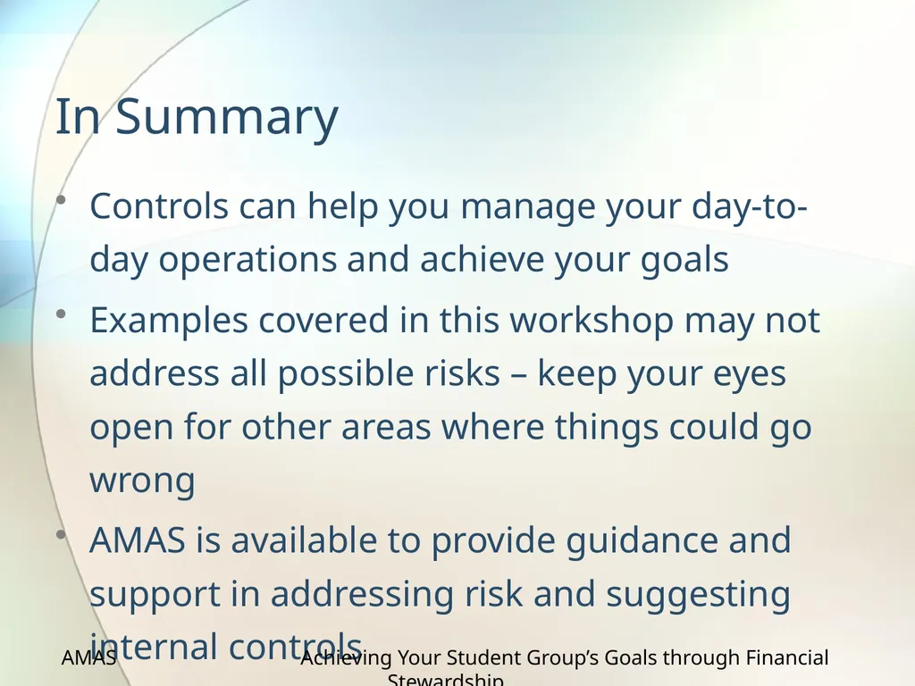 Achieving Your Student Group’s Goals through - slide 34 of 36