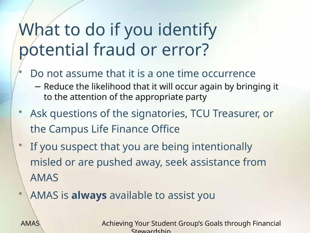 Achieving Your Student Group’s Goals through - slide 32 of 36