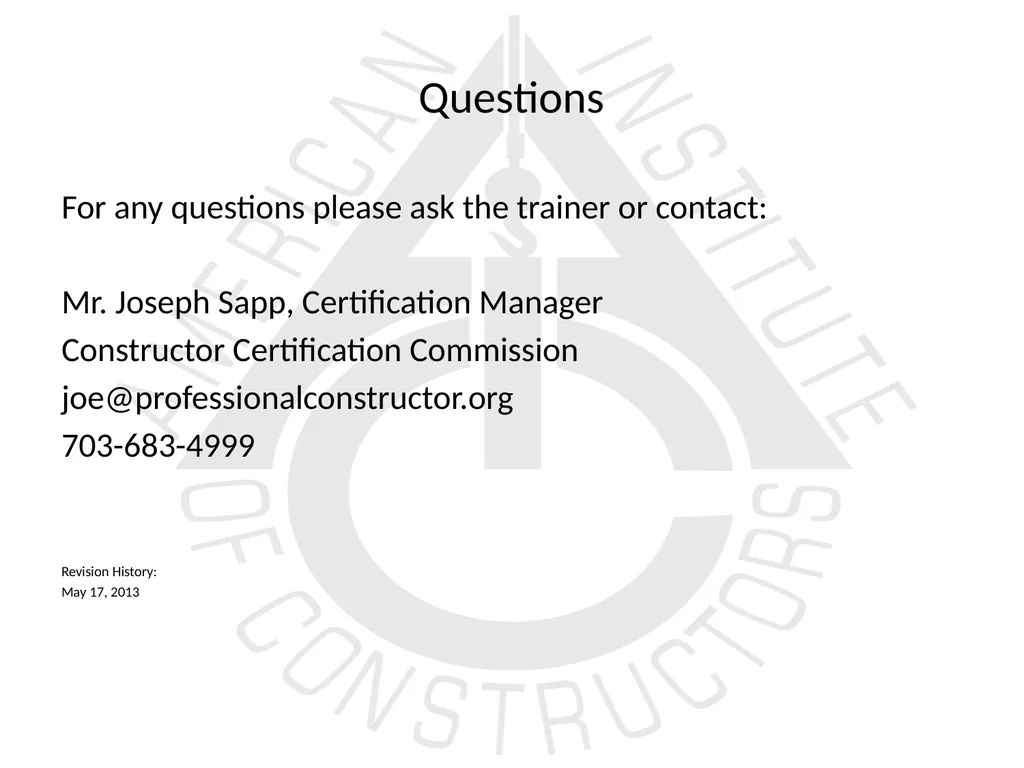 American Institute of Constructors Constructor - slide 35 of 35