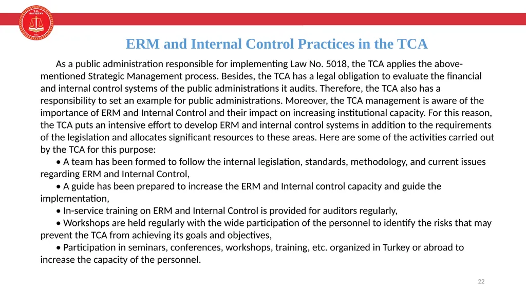 Enterprice Risk Management and Internal Control - slide 22 of 24