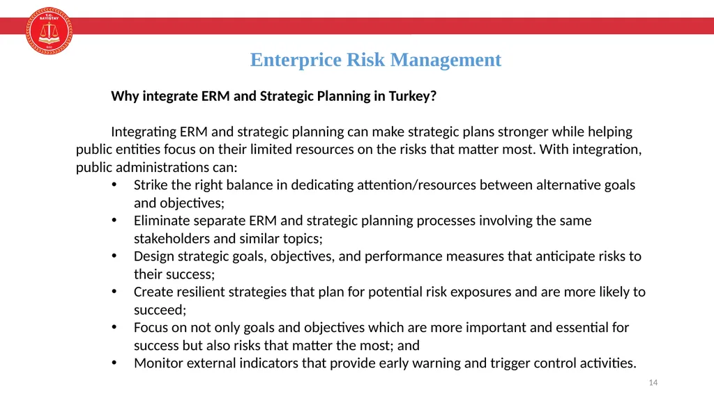 Enterprice Risk Management and Internal Control - slide 14 of 24
