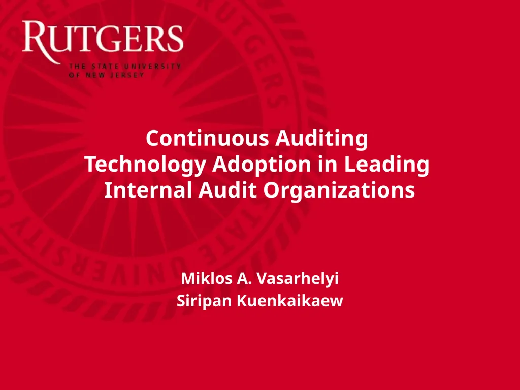 Continuous Auditing Technology Adoption in Leading - slide 1 of 13