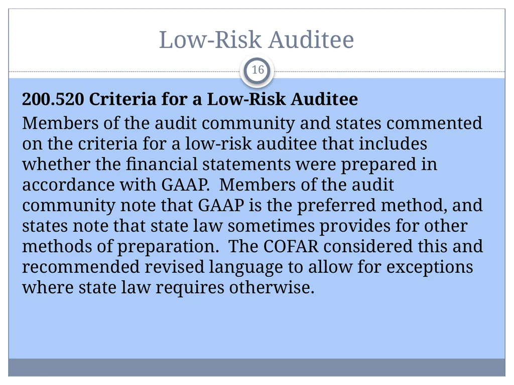 Uniform Administrative Requirements, Audit - slide 16 of 34