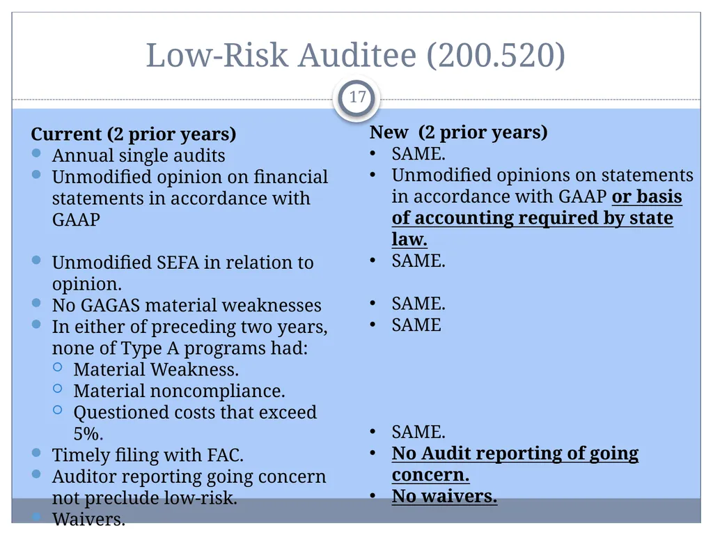 Uniform Administrative Requirements, Audit - slide 17 of 34