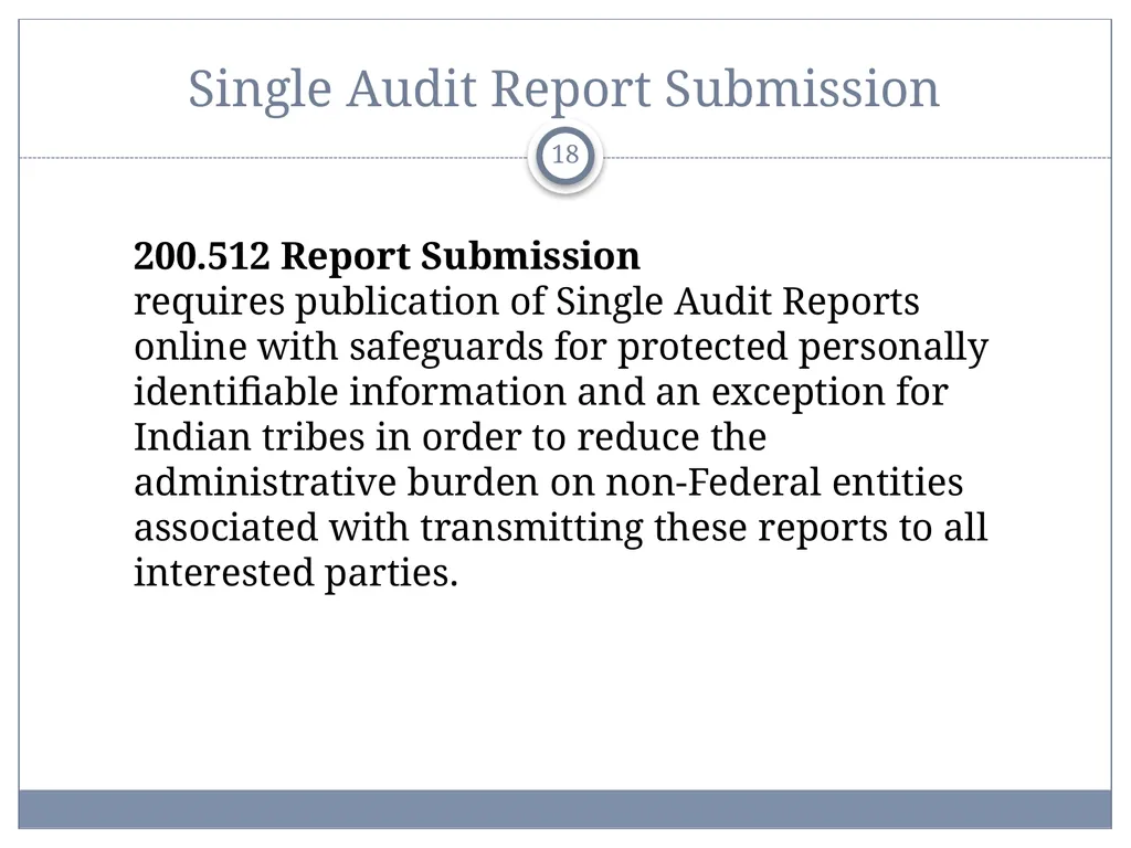 Uniform Administrative Requirements, Audit - slide 18 of 34