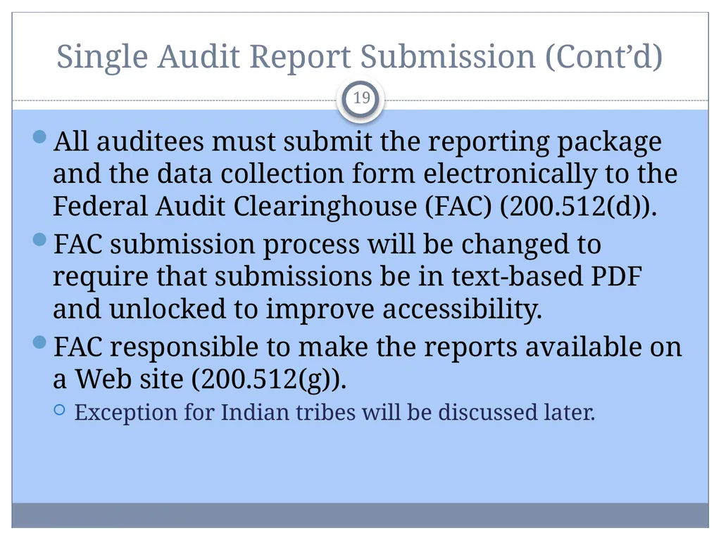 Uniform Administrative Requirements, Audit - slide 19 of 34