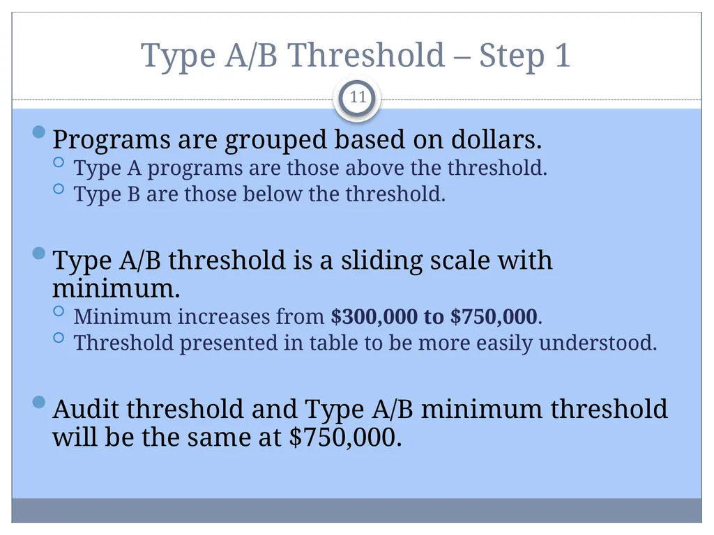 Uniform Administrative Requirements, Audit - slide 11 of 34