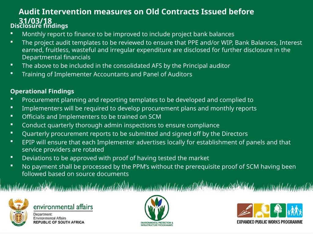 EPIP AUDIT INTERVENTION PLAN 2018/2019 OUTLINE OF - slide 4 of 10