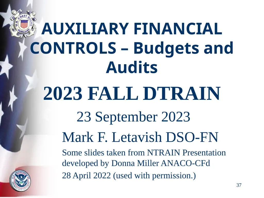 AUXILIARY FINANCIAL CONTROLS 2023 FALL DTRAIN 23 - slide 37 of 88