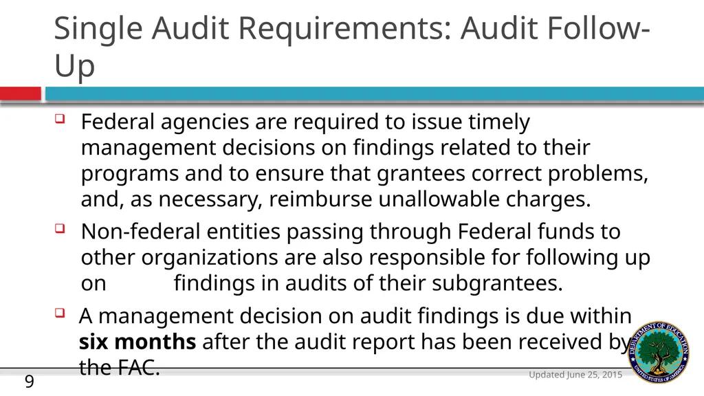 U.S. Department of Education The Uniform Guidance - slide 9 of 26