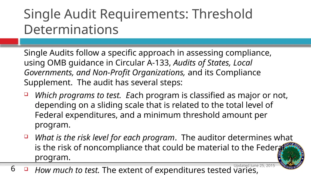 U.S. Department of Education The Uniform Guidance - slide 6 of 26