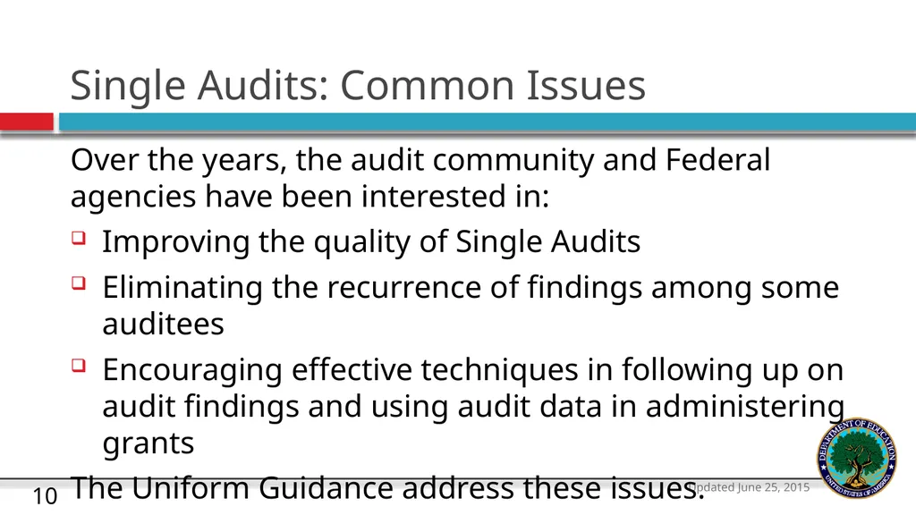 U.S. Department of Education The Uniform Guidance - slide 10 of 26