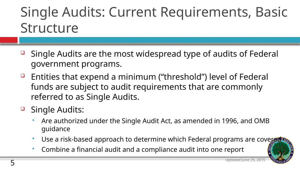 U.S. Department of Education The Uniform Guidance - slide 5 of 26