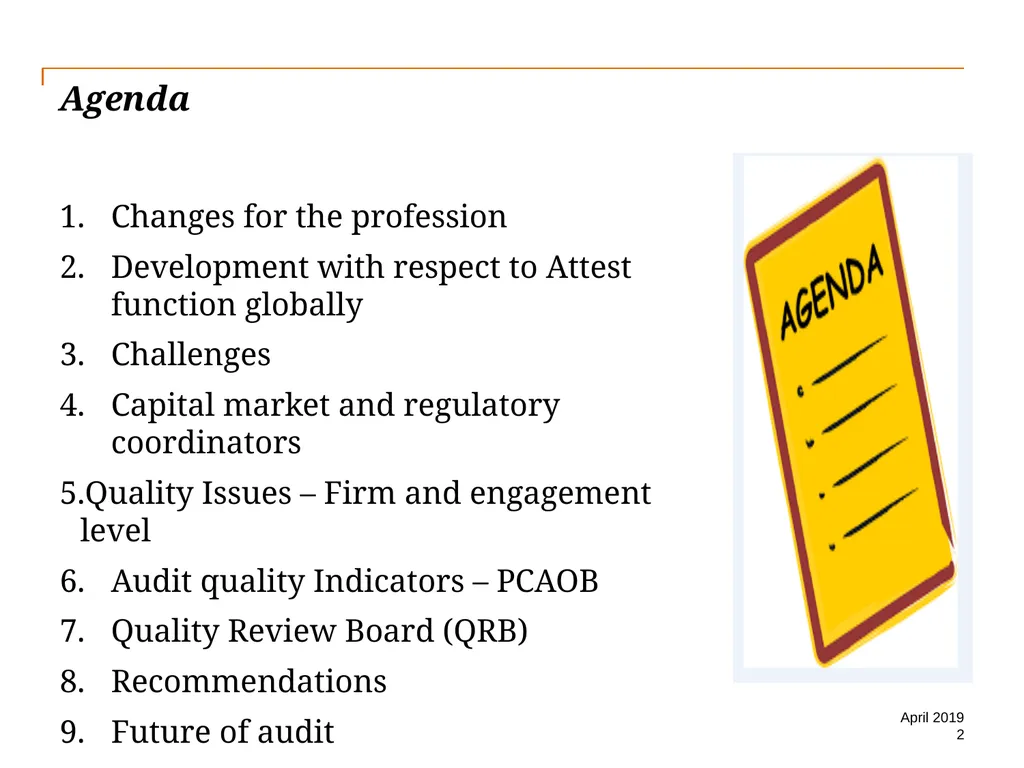 Audit Quality Issues and Audit Quality Indicators - slide 2 of 55