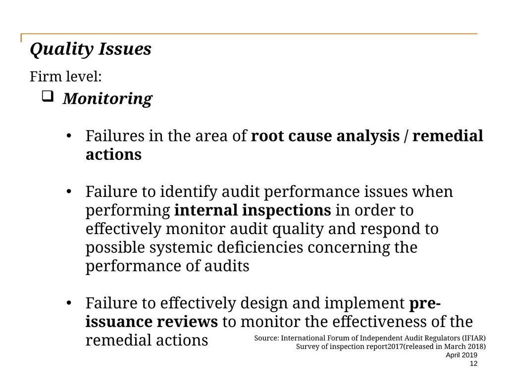 Audit Quality Issues and Audit Quality Indicators - slide 12 of 55